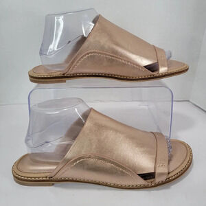 Let's‎ See Style Womens 10 Metallic Rose Gold Slip On Slide Sandals Summer Chic